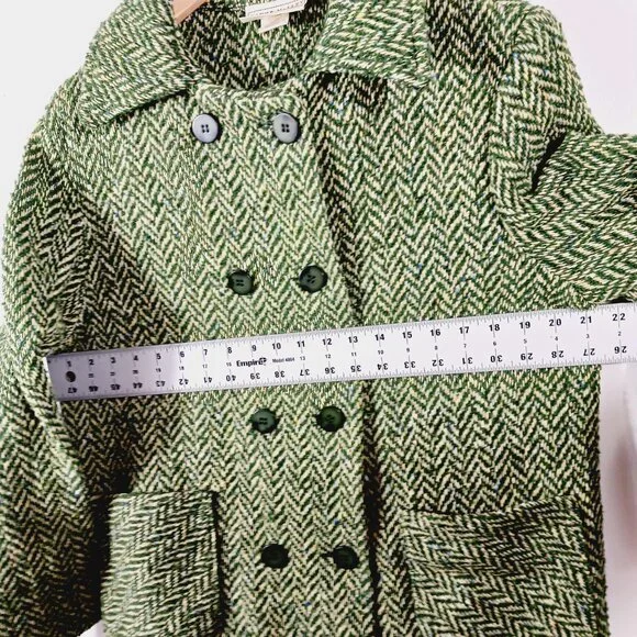 Boyne Valley Weavers Ireland, Dbl. Breasted Green/Cream Herringbone Tweed Jacket - Picture 12 of 16